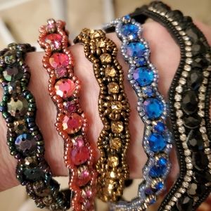 Lot of 5 Pink Pewter Beaded Headbands